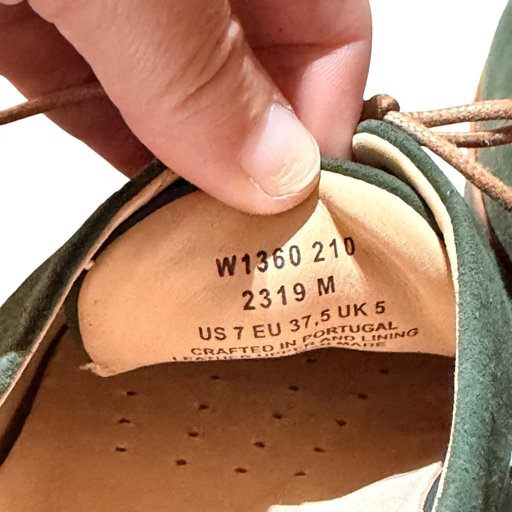 Samuel Hubbard Oxford Shoes Womens 7 Green Suede Hubbard Dreams Minimalist